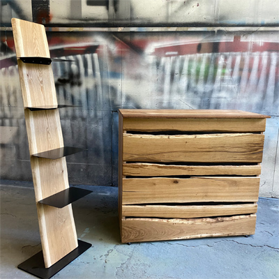 Theke Rustikal aus Eiche mit Totwurmlöchern und Astlöchern