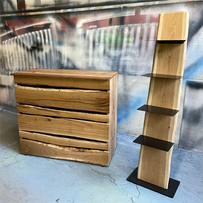 Theke Rustikal aus Eiche mit Totwurmlöchern und Astlöchern