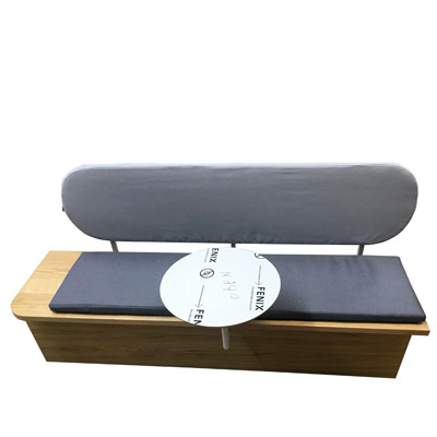 Loungeserie Elversberg Sitzbank mit integrierten Tischen und Theke abschließbar und mit Rollen